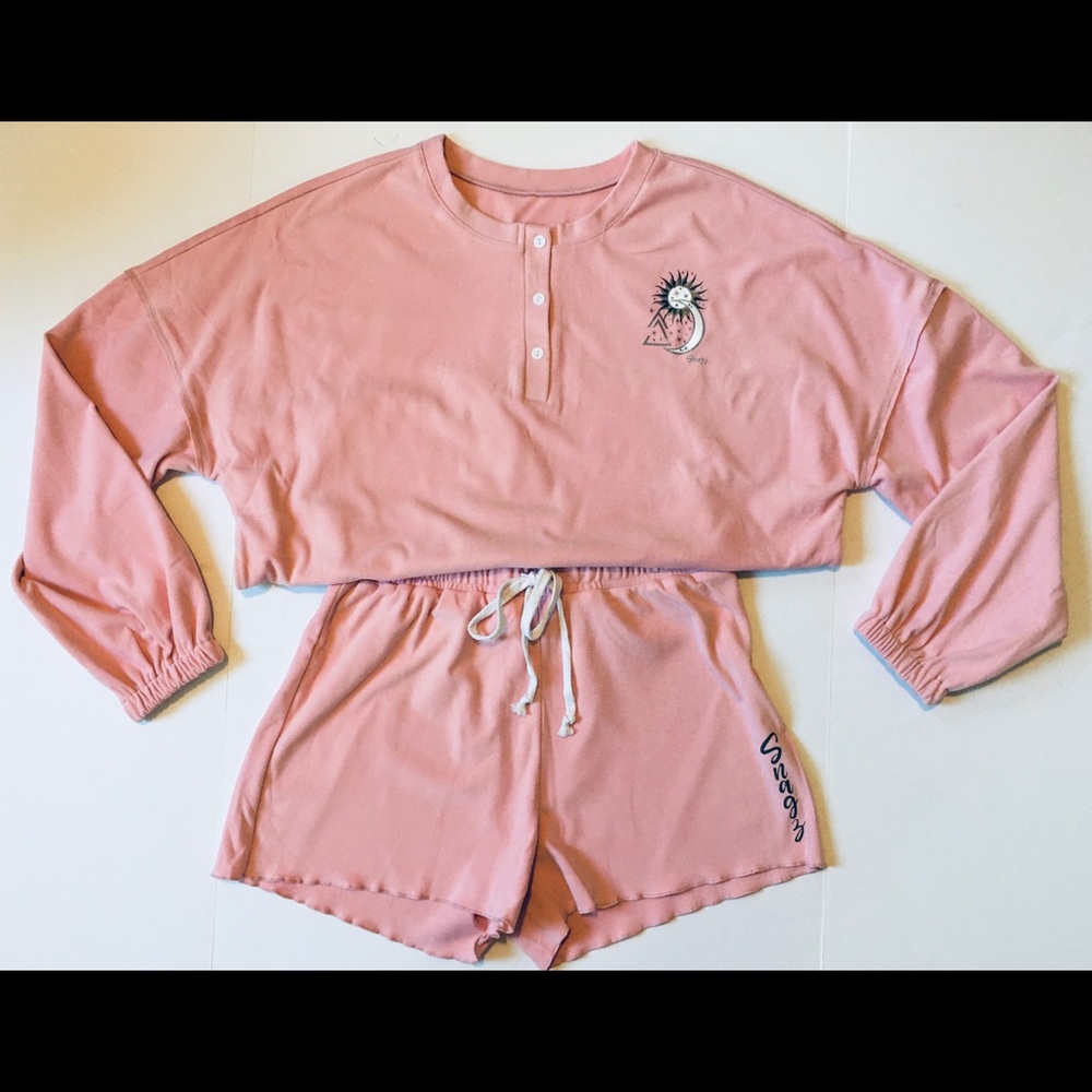 Snagz logo loungewear, Sz XL, pink, 2 piece set